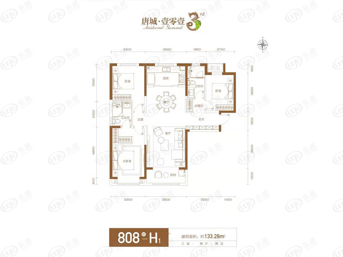 唐城壹零壹3室2厅2卫户型图 - 唐山乐居