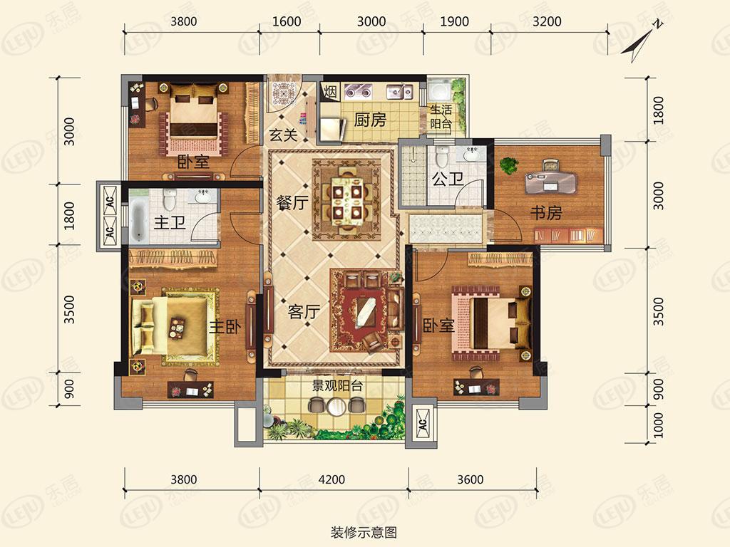 玉林奥园广场13幢b3户型户型图