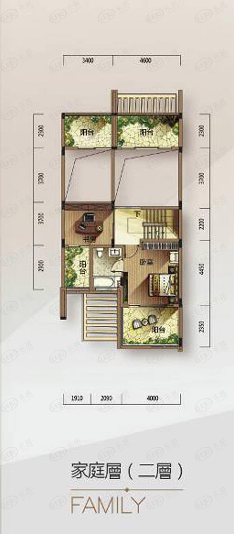 雅居乐凯茵又一城别墅t1五房两厅二层户型图