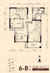 湘府邻伴6-B两房两厅一卫户型图