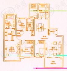 仁恒河滨城二期房型: 四房;  面积段: 220 －230 平方米;
户型图