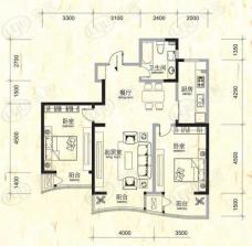 世纪金三角公寓两室两厅两卫户型图