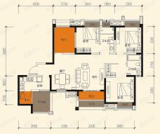 合能四季康城2011年1月在售2期10栋 B4型 约121平米3室2厅2卫户型图