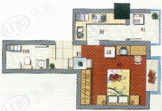 雅琪公寓房型: 一房;  面积段: 40 －51 平方米;户型图