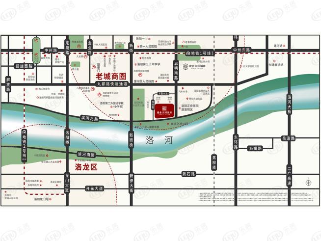 建业滨河珑府位置交通图