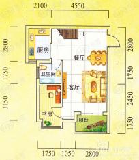 骏景阳光米兰KY（下层）型：４房３厅２卫户型图