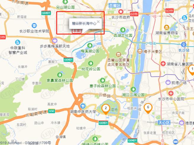 麓谷新长海中心位置交通图