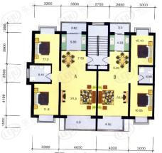 弘康园二室二厅一厨一卫 A101.5平米B87.8平米户型图