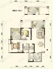 金沙海棠C户型 2011年在售 2室2厅2卫 建筑面积：89.10㎡户型图