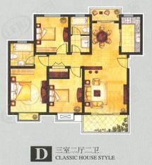 金色航城房型: 三房;  面积段: 110 －132 平方米;
户型图