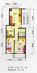 宇峰家园房型: 二房;  面积段: 64.3 －88.97 平方米;户型图