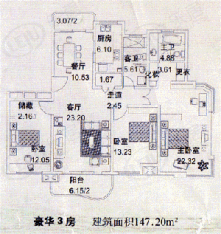 文化佳园房型: 三房;  面积段: 112.34 －157.7 平方米;
户型图